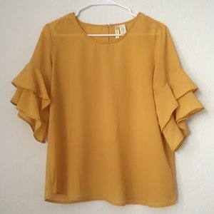Orange Ruffle Blouse Large